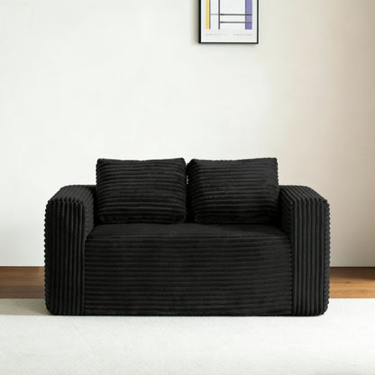 Cloud Loveseat Sofa, 2 Seater Boneless Couch - Black