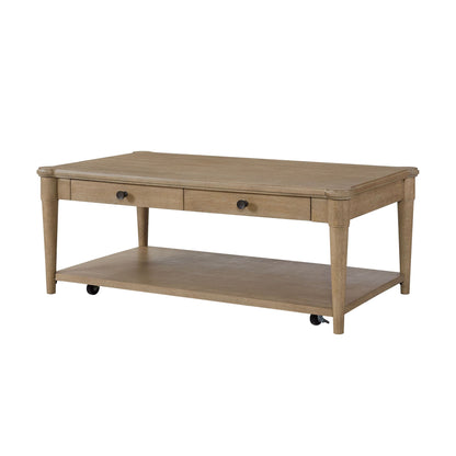 Cocktail Table With Two Storage Drawers And Casters