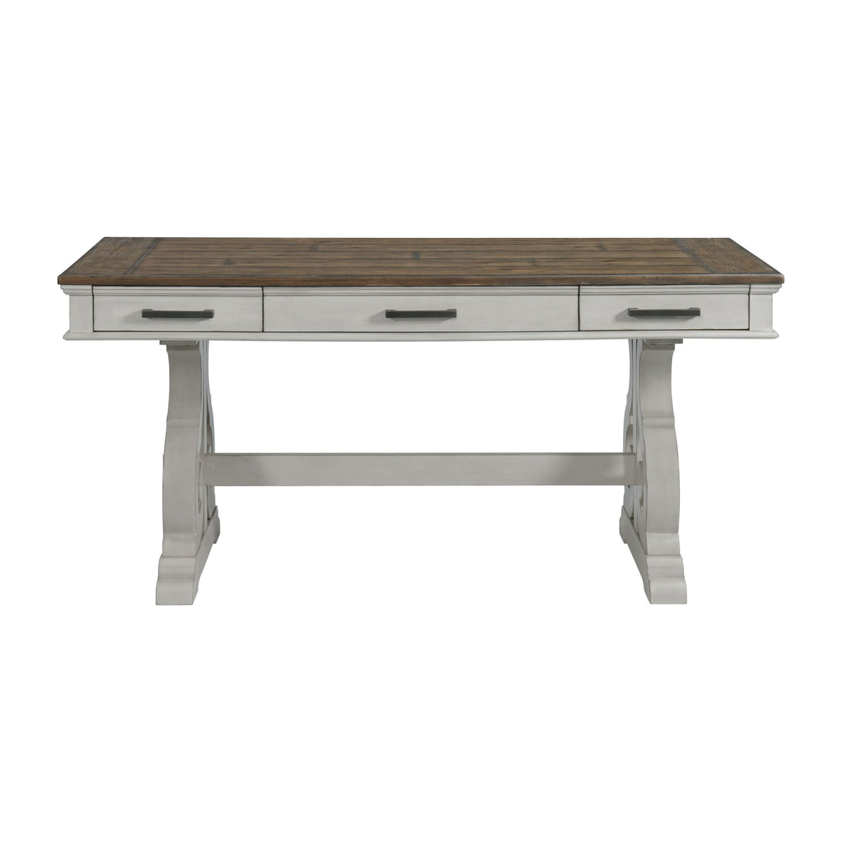 Drake - 60" Writing Desk - Rustic White / French Oak