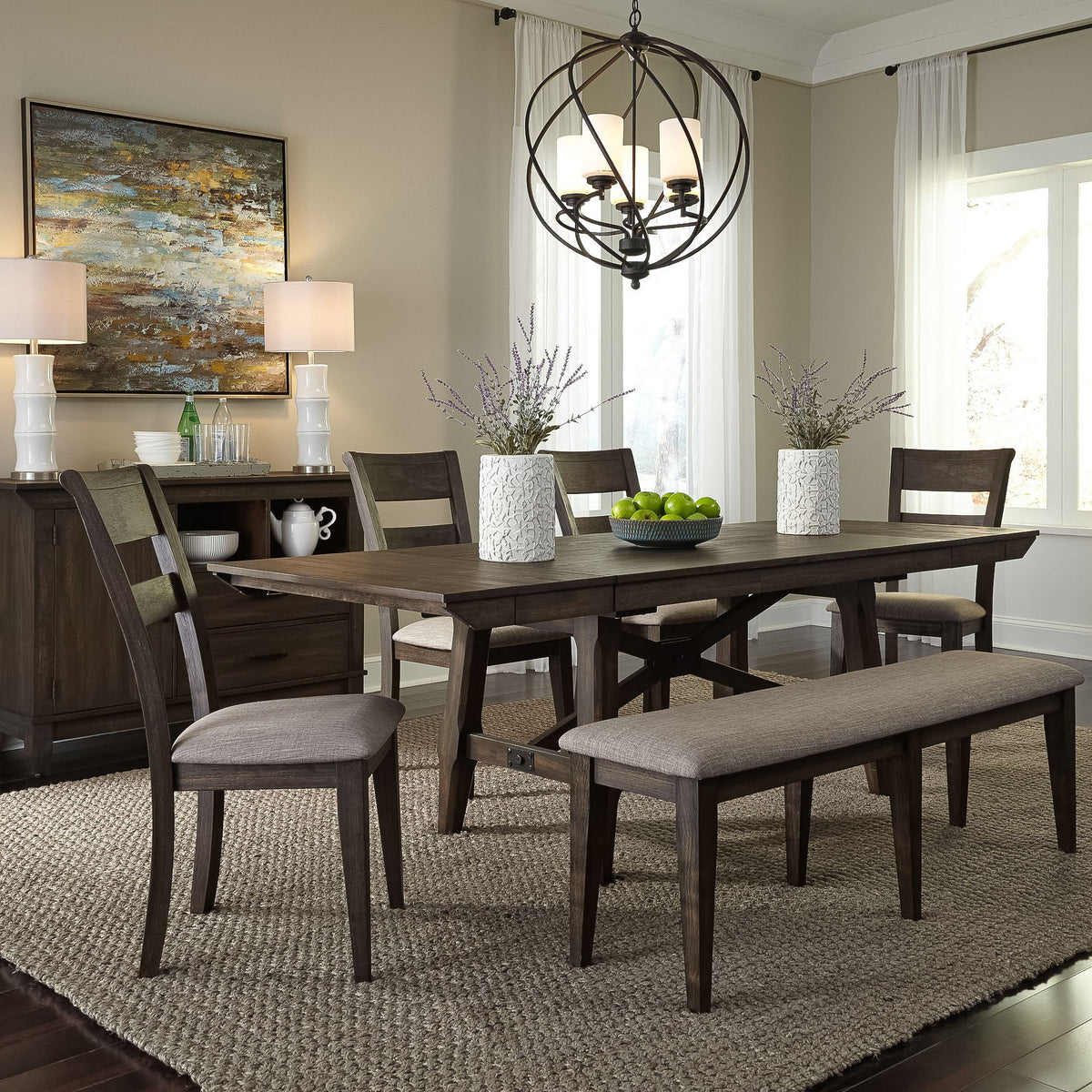 Double Bridge - Trestle Table - Dark Chestnut