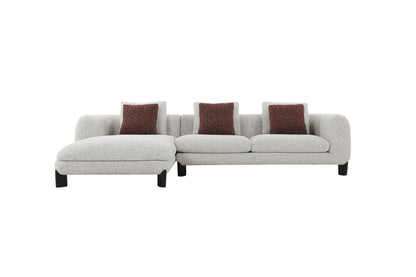 Mardi - Tweed Sectional Sofa With 3 Pillows - Maroon / Beige