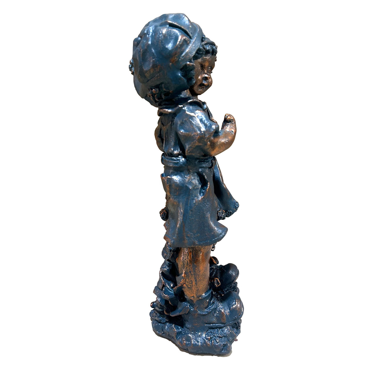 Boy And Girl Statues Garden Lawn Ornaments For Indoor Outdoor Use - Blue Multi / Brown
