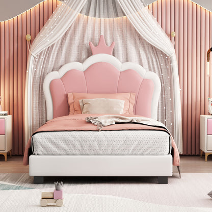 Upholstered Princess Platform Bed With Crown Headboard