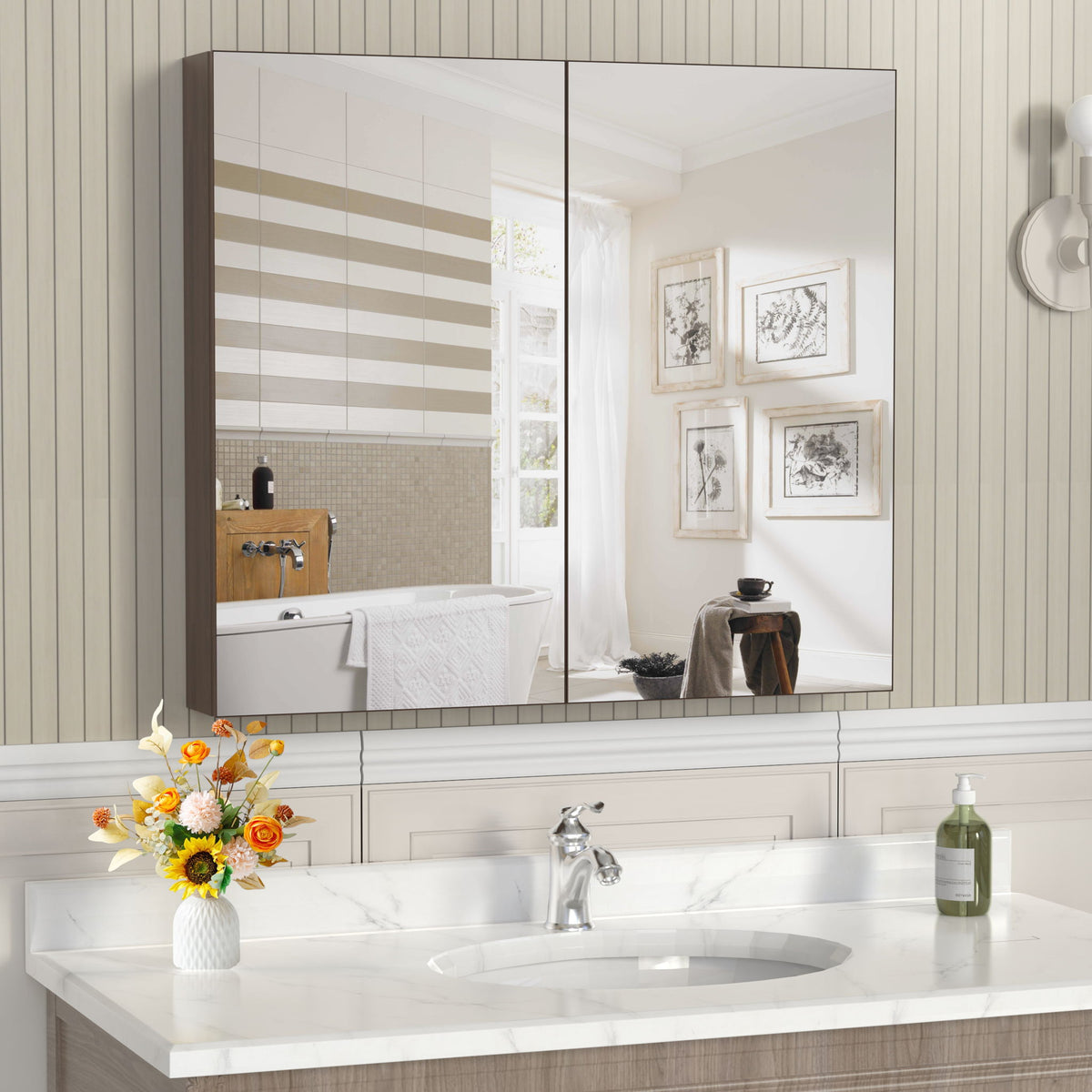 Medicine Cabinet, Wall Mounted Bathroom Mirror With Storage