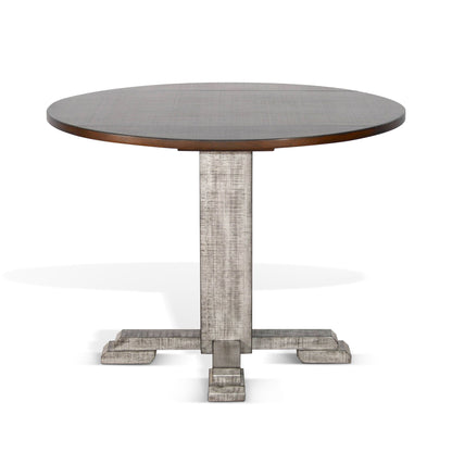 Homestead Hills - Drop Leaf Round Table - Tobacco Leaf / Alpine Gray