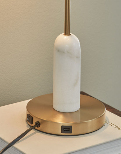 Rowleigh - Marble Desk Lamp - Gold Finish / White