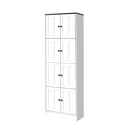 Tall Storage Cabinet With 8 Doors And 4 Shelves, Wall Storage Cabinet For Living Room, Kitchen, Office, Bedroom, Bathroom