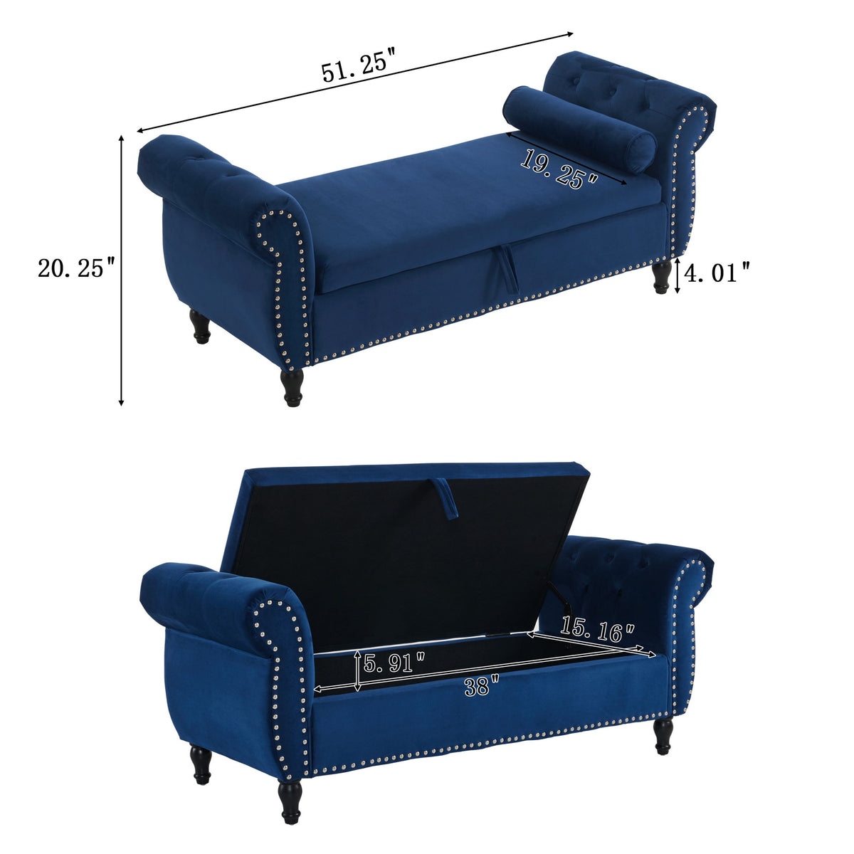 Luxurious Multifunctional Storage Ottoman Bench With Pillow