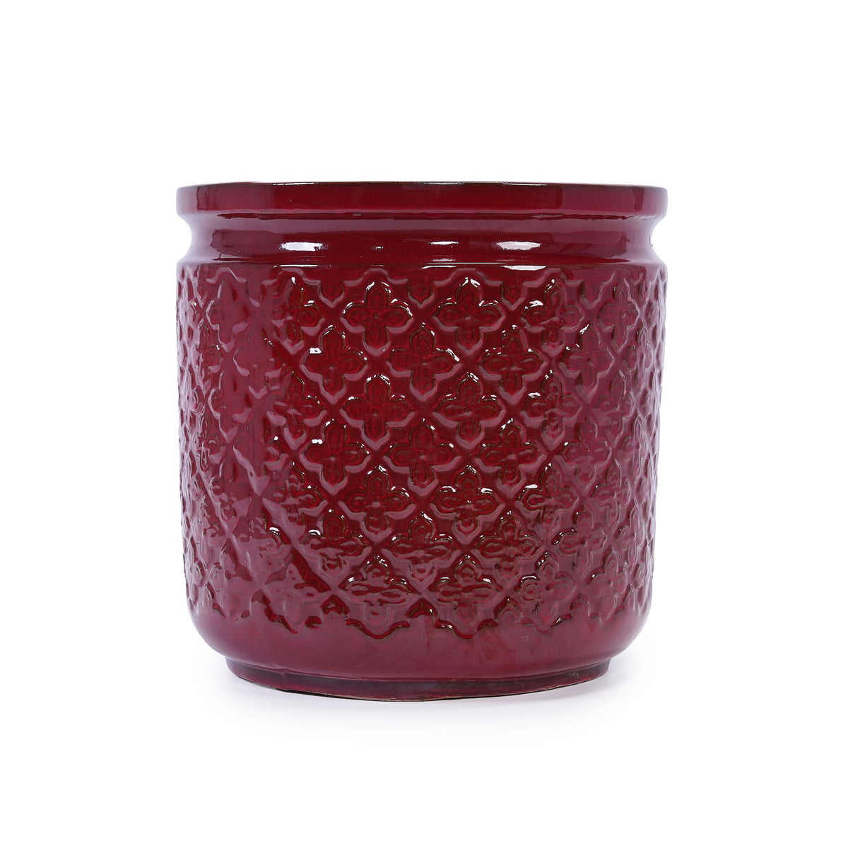 3 Pieces Ceramic Flowerpot, Planter For Patio & Garden Or Windowsills - Bean Paste Red