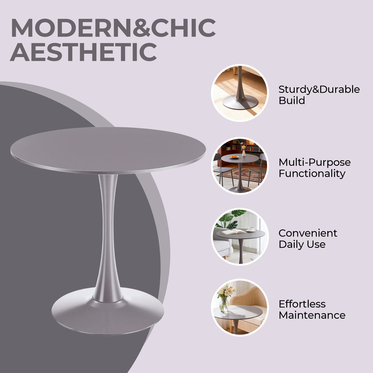 Mid-Century Tulip Table With Round Top, Pedestal Base