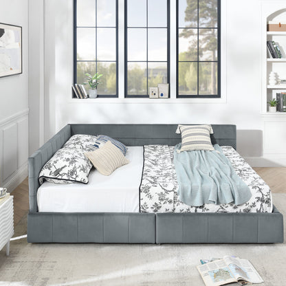 Elegant Storage Upholstered Tufted Bed Frame With Backrest And Armrests