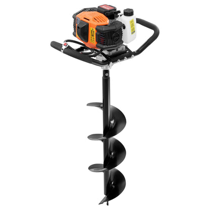 Vevor Gas Post Hole Digger 52Cc 1450W With 8 Drill Bits & Extension Rod Aluminium Alloy - Black