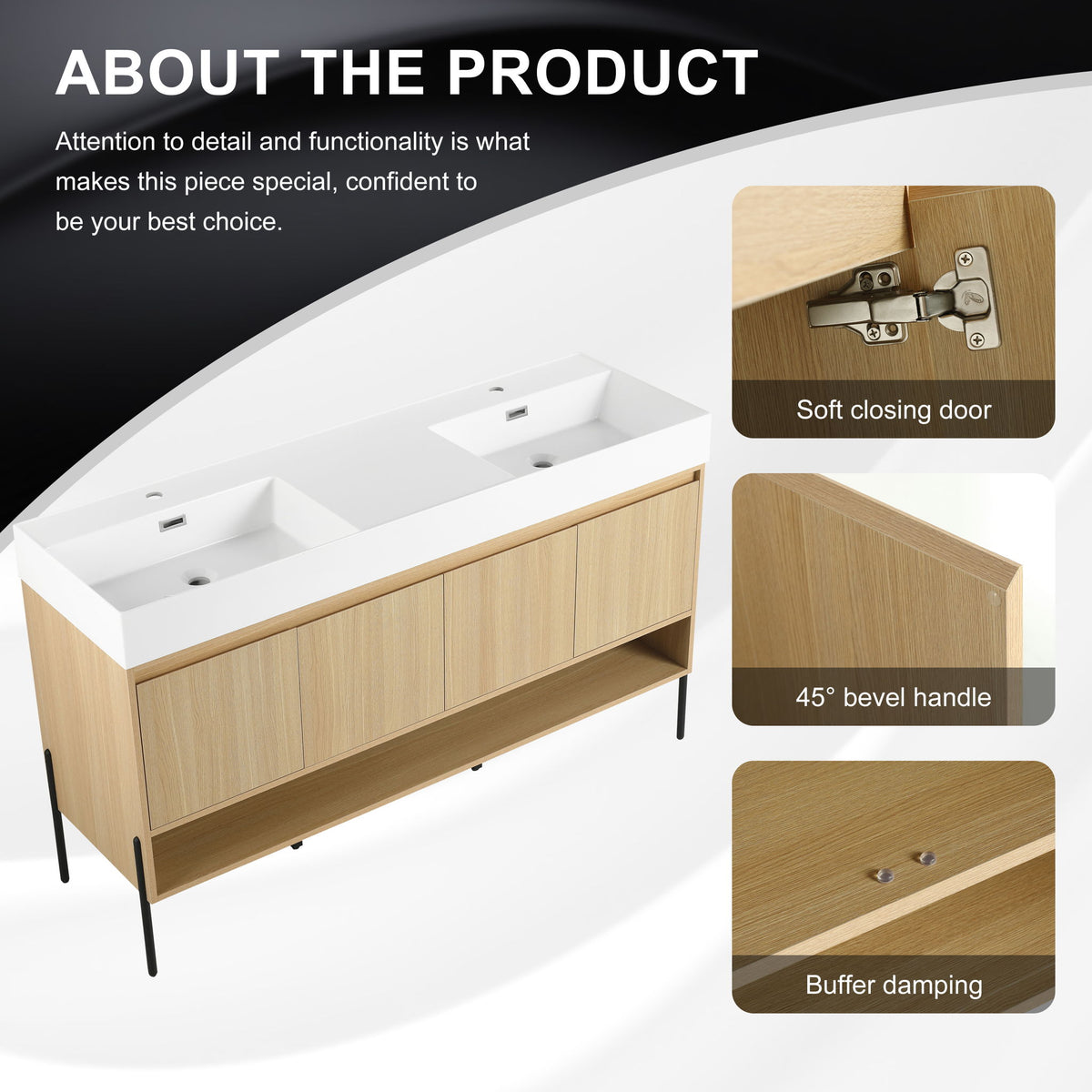 Modern Bathroom Vanity Combo With Single Resin Sink And Storage Cabinet