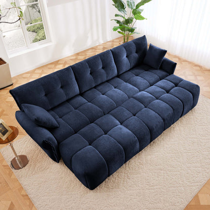 Sofa Set With Ottoman And Pillows, Textured, High Resilience Cushions