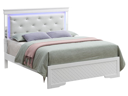 Bed With LED Light Accents Headboard