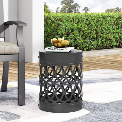 Outdoor Metal Large End Table, Modern Design