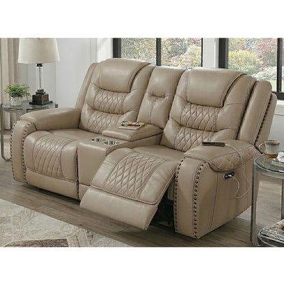 Power Motion Reclining Loveseat With Console Adjustable Headrest Cup Holders - Toffee
