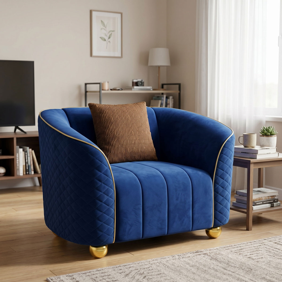 Single Sofa With Deep Seating And Durable Frame