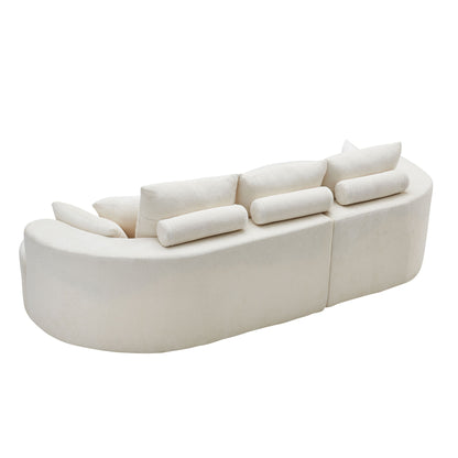 2 Piece Fabric Cloud Curved Sectional Sofa With Chaise For Living Room