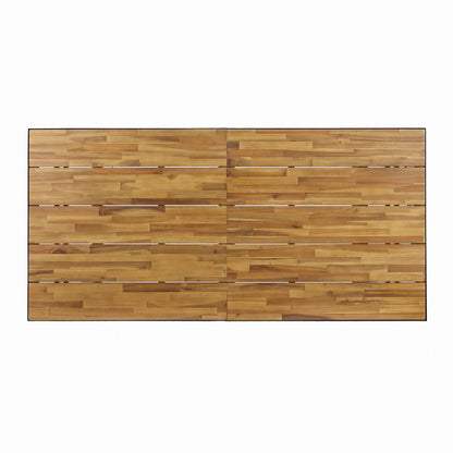 Outdoor Dining Table With U Shape Legs And Slat Top Table - Teak