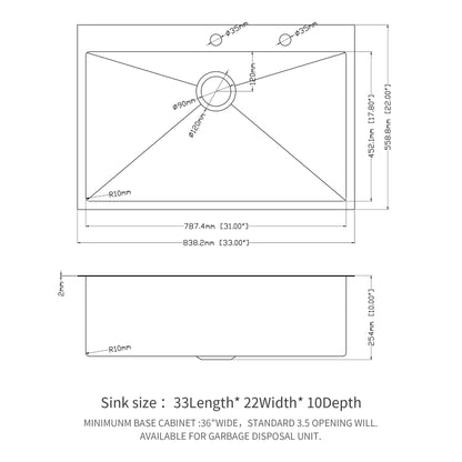 Drop In Kitchen Sink, 16 Gauge Stainless Steel, Single Bowl, Topmount Basin