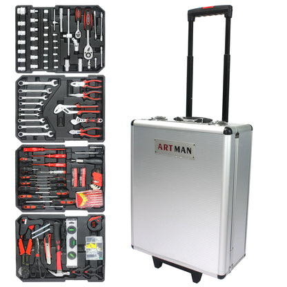 899 Piece Home Repair Tool Set With Rolling Plastic Toolbox, 4 Drawers, General Household Maintenance Kit