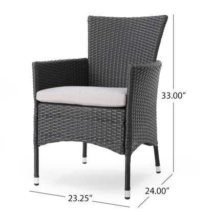 Dimensional Outdoor Dining Chair With Cushion Seat And Iron Frame (Set of 2)