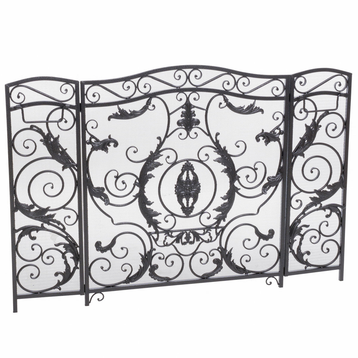 Mariella - Traditional Floral Iron Fireplace Screen With Ornate Design