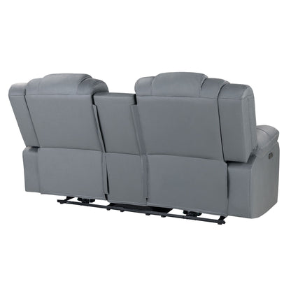 Raize - 10 Power Console Reclining Loveseat With LED And Immersive Sound - Gray