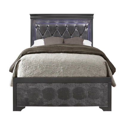 Shaker - Bed With LED Lighting And Crystal Inspired Tufted Headboard