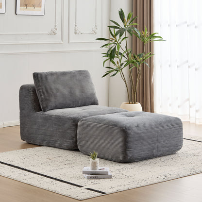 Single Chaise Longue With Movable Ottoman For Living Room