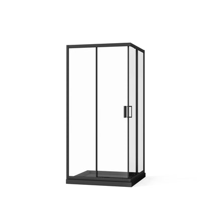 Corner Shower Enclosure, Double Sliding Door & Shower Base