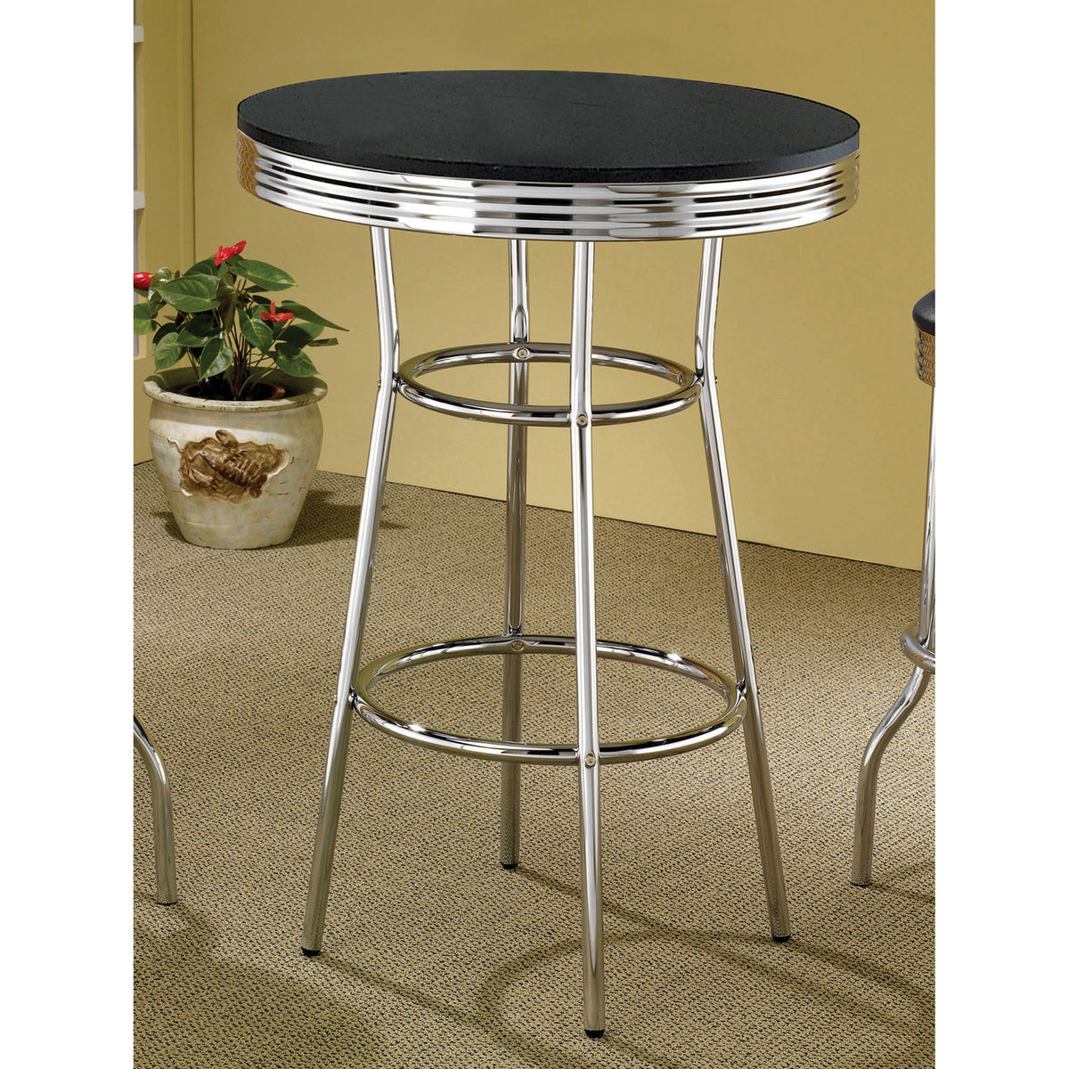 Round Bar Table With Retro Design - Black