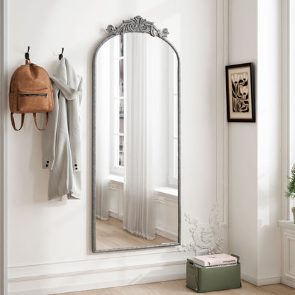 Vintage Arched Full Body Mirror, Wall Mounted For Living Room