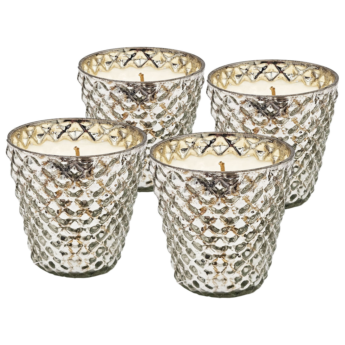 Scented Soy Wax Candle Glass (Set of 4) - Silver