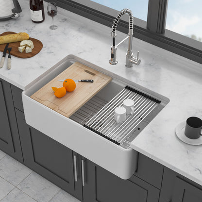 Single Bowl Kitchen Sink Workstation - White