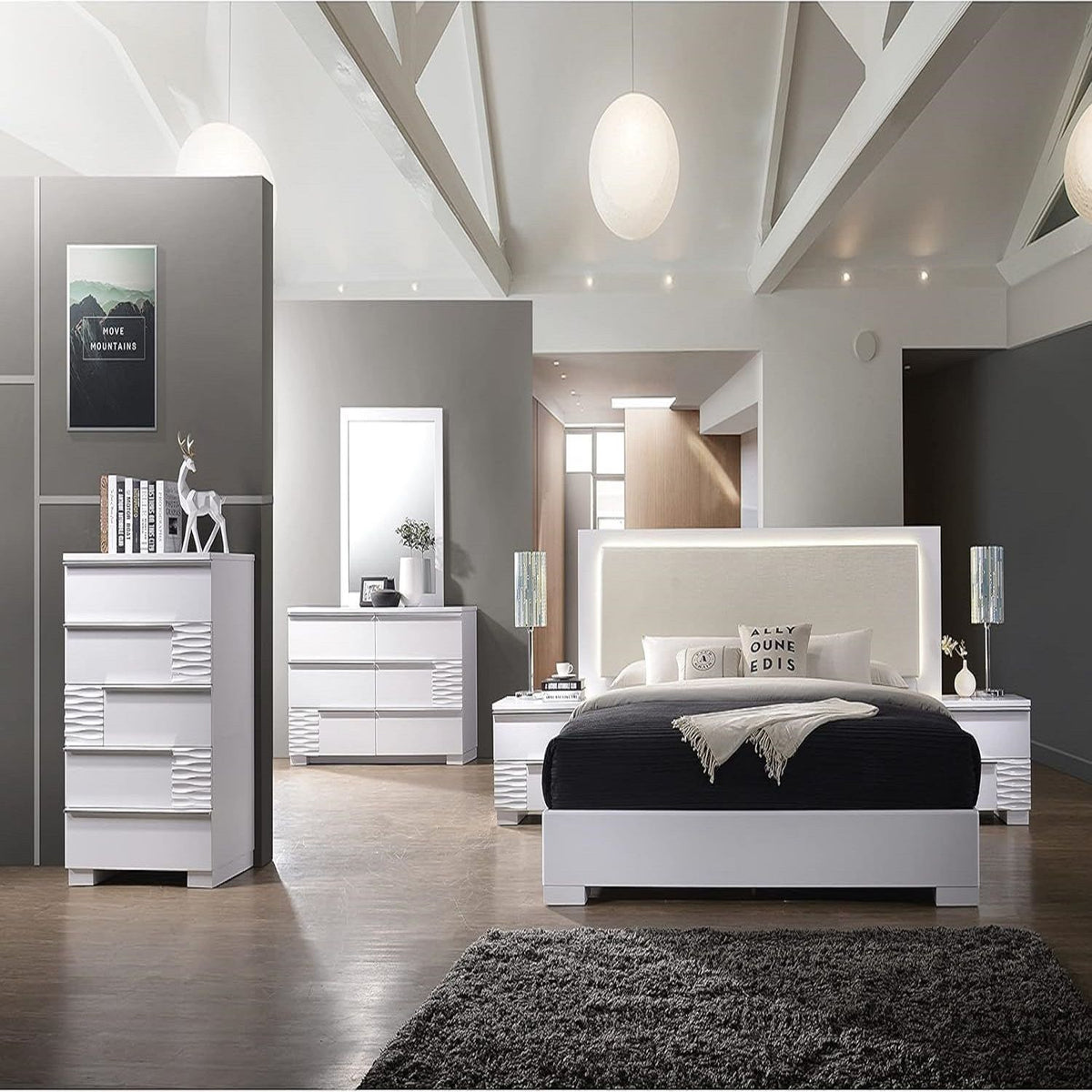 2 Drawer Nightstand, Bedside Table - White