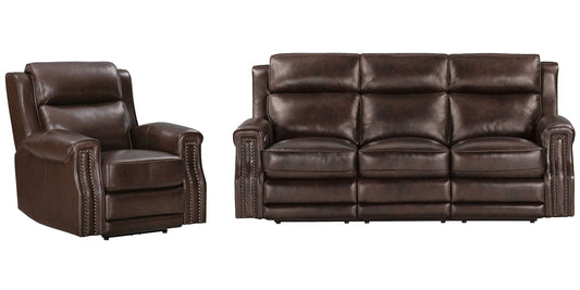 Hensley - Leather Power Reclining Sofa And Recliner - Smooth Espresso