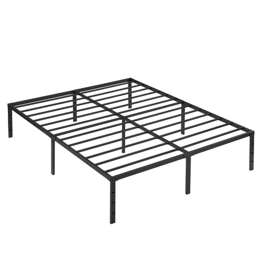 Heavy Duty Queen Size Bed Frame With Quiet Support - Black