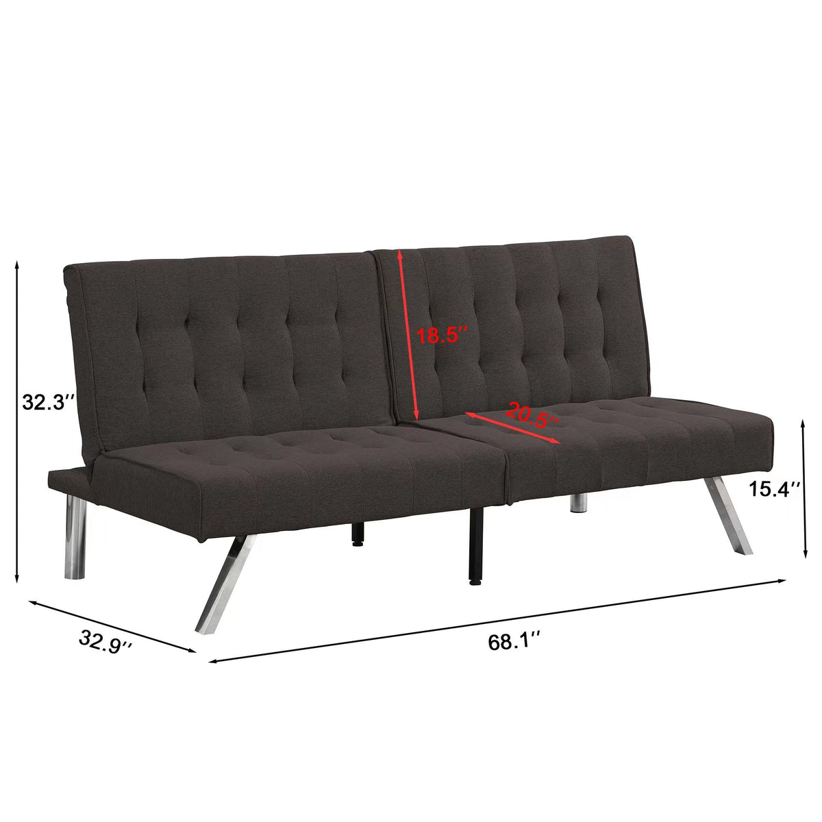 Modern Sofa Bed With Wood Frame And Stainless Legs