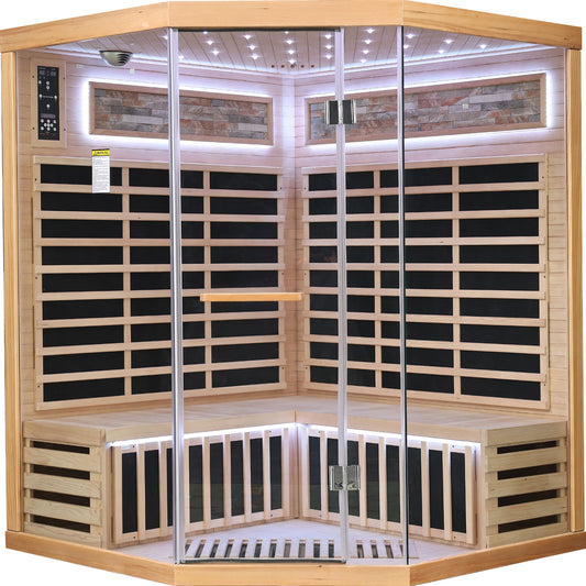 Pentagonal Sauna Room With Carbon Heating Plates - American White Oak