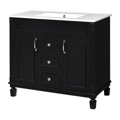 Bathroom Vanity With Top Sink, Cabinet With 2 Soft Closing Doors And Drawers