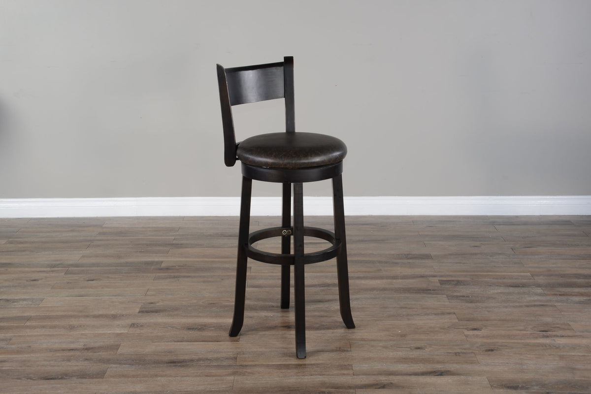 Scottsdale - 30" Swivel Barstool With Cushion Seat & Back (Set of 2) - Dark Brown / Black