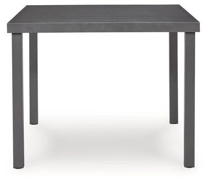Rocky Creek - Square Dining Table With Umbrella Option - Gray