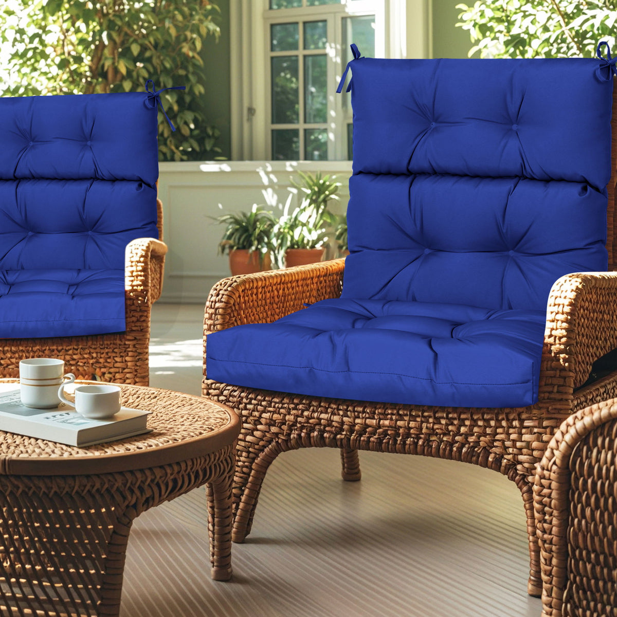 2 Piece High Back Patio Chair Cushion Set