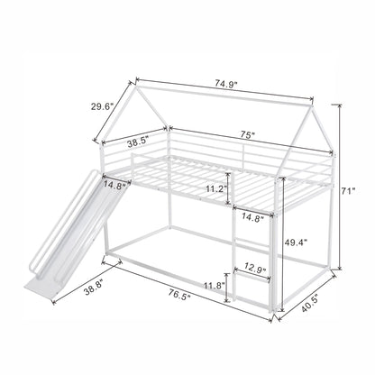 Twin Over Twin House Bunk Bed With Ladder And Slide