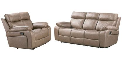 Theon - Faux Leather Manual Reclining Sofa And Loveseat - Stokes Toffee