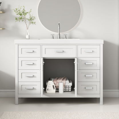 Bathroom Vanity With Sink, 2 Doors 8 Drawers, Soft Close System, Classic Design