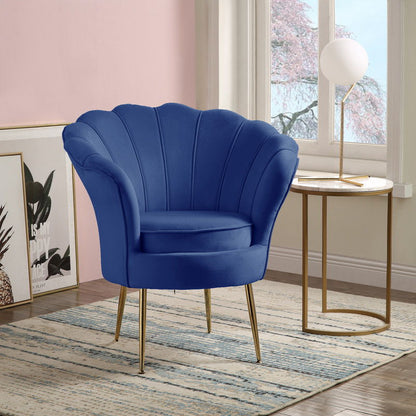 Angelina - Scalloped Back Barrel Accent Chair With Metal Legs