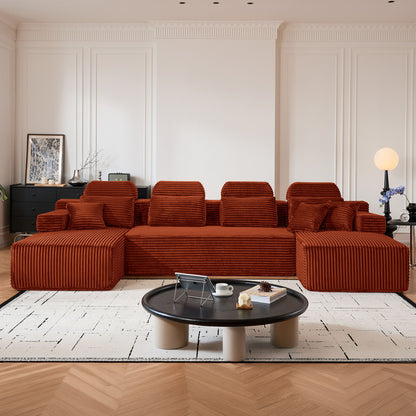 Sectional Sleeper Sofa & Storage Pockets, Modular Couch With Throw Pillows For Living Room